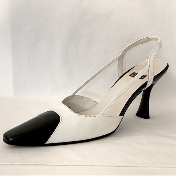 Stuart Weitzman Shoes - Stuart Weitzman Two-Tone Black and White Slingback Pumps